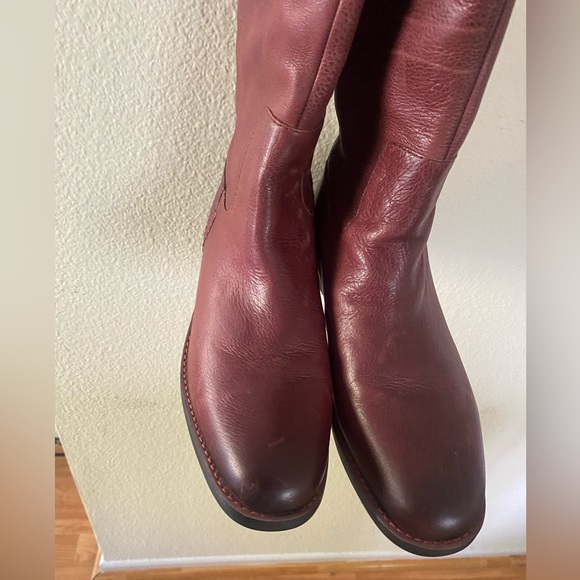 FRANCO SARTO Womens Maroon Pull Tab Meyer Round Toe Leather Riding Boot, 9 - Picture 2 of 7